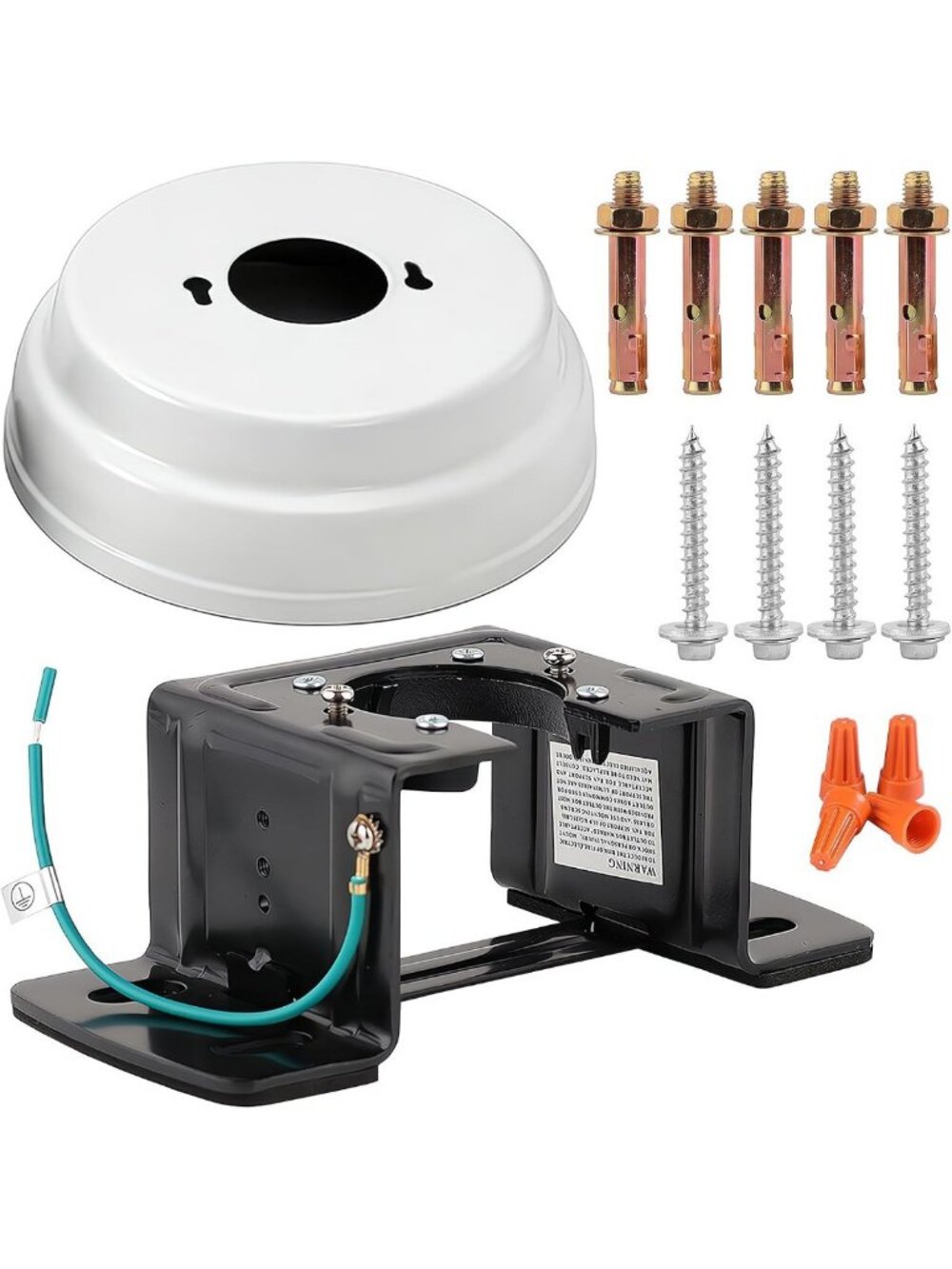 Heavy Duty Ceiling Fan Mounting Bracket Kit, 220lbs Steel Hanger, Matte White